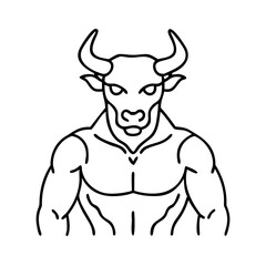 minotaur icon, minotaur line art - simple line art of minotaur, perfect for minotaur logos and icons