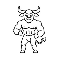 minotaur icon, minotaur line art - simple line art of minotaur, perfect for minotaur logos and icons