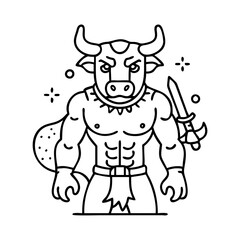 minotaur icon, minotaur line art - simple line art of minotaur, perfect for minotaur logos and icons