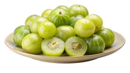 A plate of fresh Indian gooseberries a delicious and healthy fruit