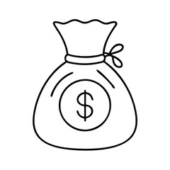 moneybag icon, moneybag line art - simple line art of moneybag, perfect for moneybag logos and icons