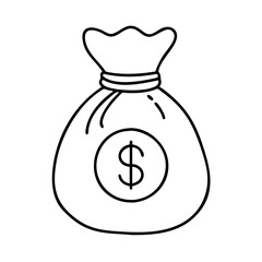 moneybag icon, moneybag line art - simple line art of moneybag, perfect for moneybag logos and icons