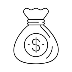 moneybag icon, moneybag line art - simple line art of moneybag, perfect for moneybag logos and icons