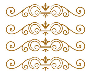 Elegant Gold Swirl Ornamental Dividers Vector Set