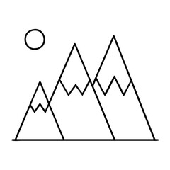 mountains icon, mountains line art - simple line art of mountains, perfect for mountains logos and icons