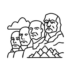 mountrushmore icon, mountrushmore line art - simple line art of mountrushmore, perfect for mountrushmore logos and icons