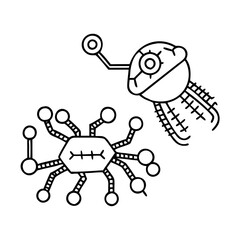 nanobots icon, nanobots line art - simple line art of nanobots, perfect for nanobots logos and icons