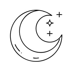 newmoon icon, newmoon line art - simple line art of newmoon, perfect for newmoon logos and icons