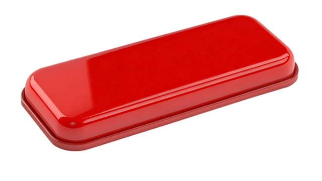 Red button isolated, emergency stop switch on transparent background