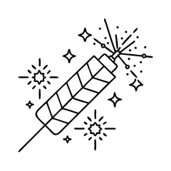newyearsfirecracker icon, newyearsfirecracker line art - simple line art of newyearsfirecracker, perfect for newyearsfirecracker logos and icons