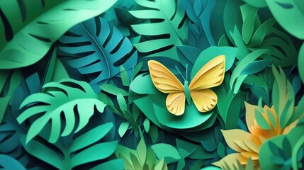 Upcycling green paper cut symbol, nature concept