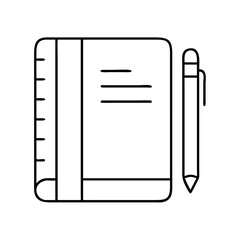 notebook icon, notebook line art - simple line art of notebook, perfect for notebook logos and icons