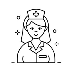 nurse icon, nurse line art - simple line art of nurse, perfect for nurse logos and icons