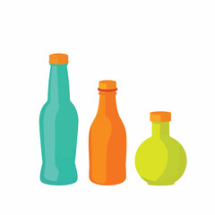 Vibrant craft soda bottles on white background, modern design concept