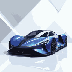 Naklejka premium Sleek sports car in metallic blue, showcasing modern design
