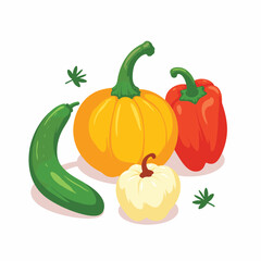 Obraz premium Fresh vegetables arrangement on white background, vibrant simplicity