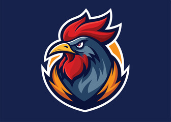 Roster or Chicken logo icon, Abstract Rooster minimalist logo, Icon, element vector cartoon illustration
