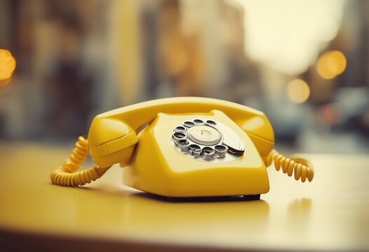 telephone handset yellow vintage background dial old contact business card call me communication bell balloon isolated ornament communicate disc number glossy electric phone bakelite design audio