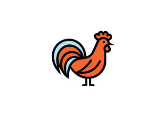 rooster head vector logo line art drawing style. Black Animal Line art sketch isolated on white background. 