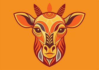 Giraffe in modern tribal tattoo abstract line art of animals minimalist contour vector icon isolated on white background