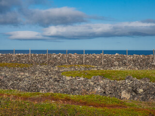 Fototapeta premium Stones in Teriberka, on the Barents Sea in the Murmansk region of northern Russia