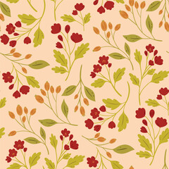 Vector Leaves and Flowers in muted Autumn Colors