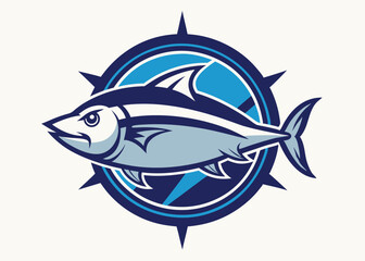 Fresh tuna fish silhouette for food market and seafood restaurant. Sea fish tuna vintage engraved drawing vector