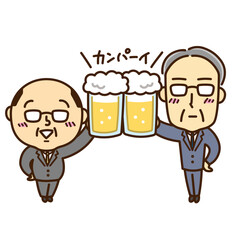 乾杯する男性達のイラスト