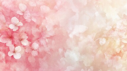 Fototapeta premium Soft romantic watercolor blend transitioning from powder pink to champagne beige, delicate paint blooms creating natural texture, gossamer-thin layers showing subtle depth, ethereal color flow