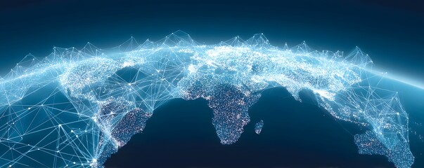 Technology bridging financial gaps, abstract futuristic world map connecting people via glowing payment lines, diverse financial nodes, inclusion through connectivity, digital empowerment