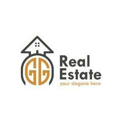initial monogram logo for real estate With home shape creative design.
