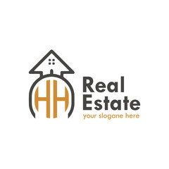 initial monogram logo for real estate With home shape creative design.
