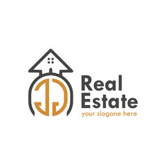 initial monogram logo for real estate With home shape creative design.
