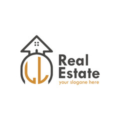 initial monogram logo for real estate With home shape creative design.
