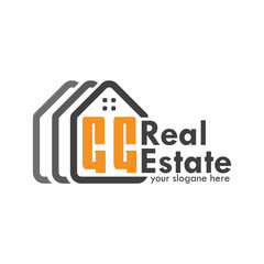 initial monogram logo for real estate With home shape creative design.
