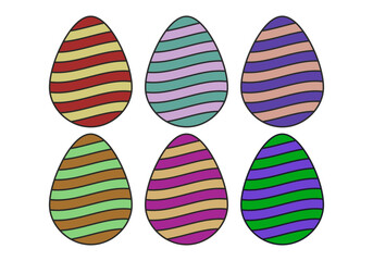 Hoja de iconos de huevos de pascua de franjas de varios colores