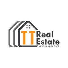 initial monogram logo for real estate With home shape creative design.
