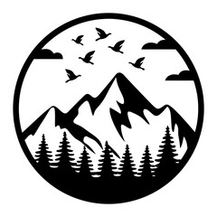 Majestic Mountain Landscape with Birds in Flight Scenic View