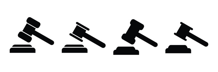 Gavel icon set. judge gavel icon vector. law icon vector. auction hammer