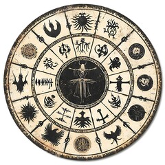 Obraz premium Historical runes in mandala high resolution background