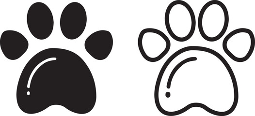 Fototapeta premium Paw Print Icon, Dog and Cat Paw, Vet and Zoo Logo Element, Pet Footprint Silhouette Vector Illustration