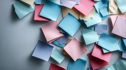 Sticky Note Spectrum: A vibrant assortment of sticky notes in various colors, a playful depiction of reminders and creative planning, a modern composition of tasks and ideas.
