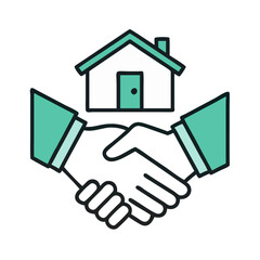 Housing Deal Handshake with a Home Icon Design