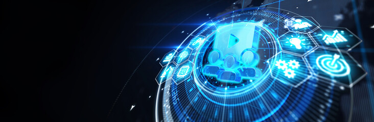 Business, Technology, Internet and network concept. E-learning education. Internet technology webinar online courses concept. illustration