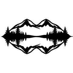 Mountain Lake Reflection Silhouette Peaceful Nature Scene Tranquil Landscape Design Graphic Art