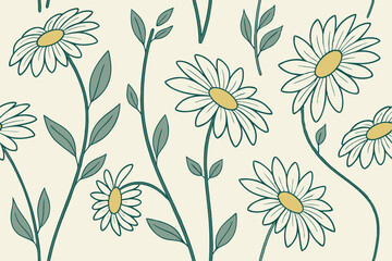 Rustic sunflower illustration in floral silhouette art style, nature-inspired vector with leafy branches and blooming flowers for decorative patterns and designs