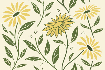 Minimalistic sunflower silhouette vector with hand drawn floral composition, perfect for botanical backgrounds, natural packaging, or home decor artwork