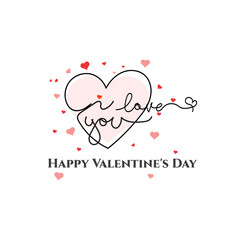 Valentines Day Heart Design I Love You, Romantic Illustration