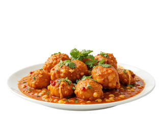 Fototapeta premium Delicious Indian Cuisine with Spicy Dumplings and Tangy Sauce