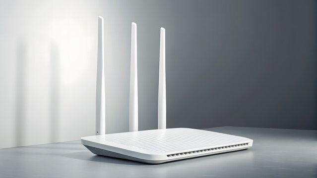 White wireless router wifi internet connection network signal antenna technology modern device broadband access point
